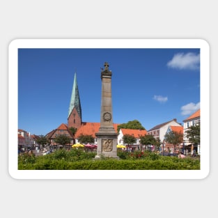 Market square with St. Michaelis church and obelisk, Eutin Sticker